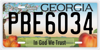 GA license plate PBE6034