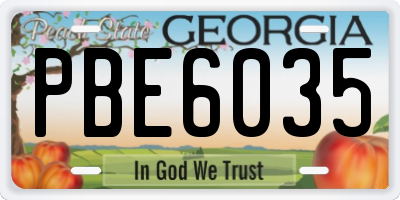 GA license plate PBE6035