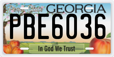 GA license plate PBE6036