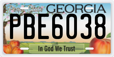 GA license plate PBE6038