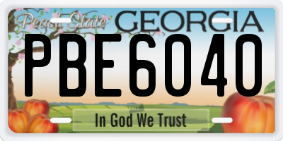 GA license plate PBE6040