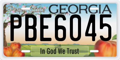 GA license plate PBE6045