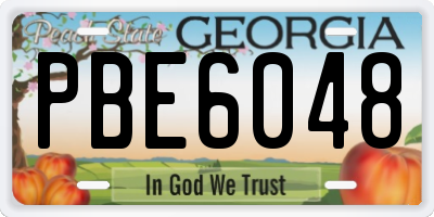 GA license plate PBE6048