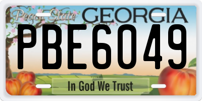 GA license plate PBE6049