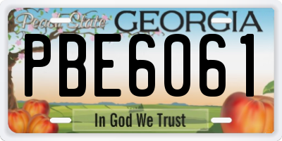 GA license plate PBE6061