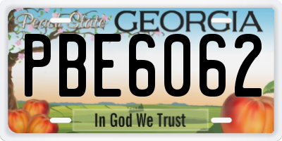 GA license plate PBE6062