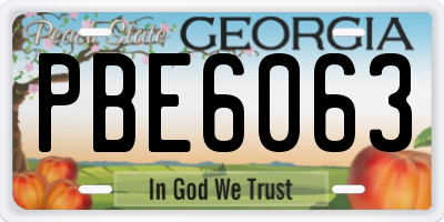 GA license plate PBE6063
