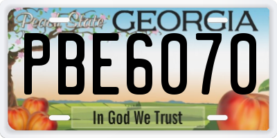 GA license plate PBE6070
