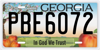 GA license plate PBE6072