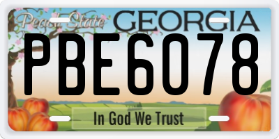 GA license plate PBE6078