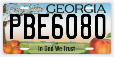 GA license plate PBE6080