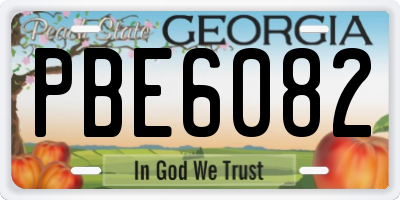 GA license plate PBE6082