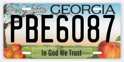 GA license plate PBE6087