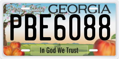 GA license plate PBE6088
