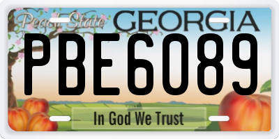 GA license plate PBE6089