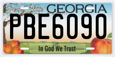 GA license plate PBE6090