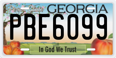 GA license plate PBE6099