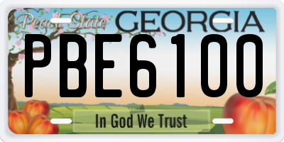 GA license plate PBE6100