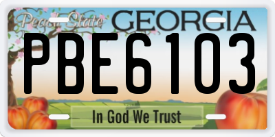 GA license plate PBE6103
