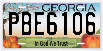 GA license plate PBE6106