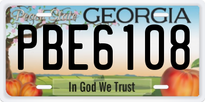 GA license plate PBE6108
