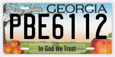 GA license plate PBE6112