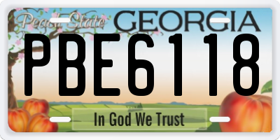 GA license plate PBE6118