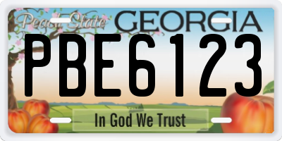 GA license plate PBE6123