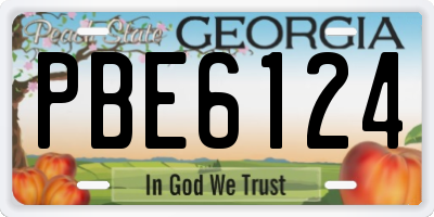 GA license plate PBE6124