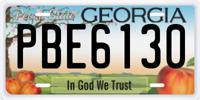 GA license plate PBE6130