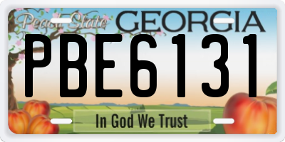 GA license plate PBE6131