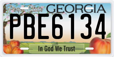 GA license plate PBE6134