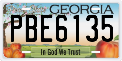 GA license plate PBE6135