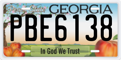 GA license plate PBE6138