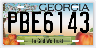 GA license plate PBE6143