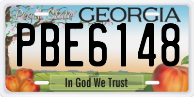 GA license plate PBE6148