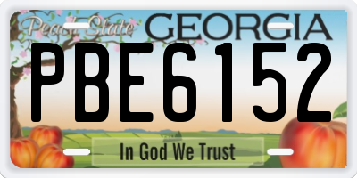 GA license plate PBE6152