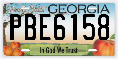 GA license plate PBE6158