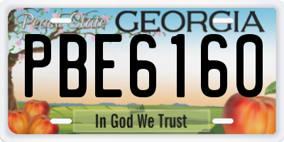 GA license plate PBE6160