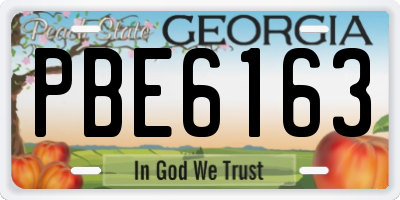 GA license plate PBE6163