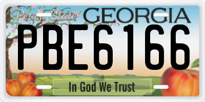 GA license plate PBE6166