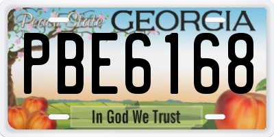GA license plate PBE6168