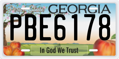GA license plate PBE6178