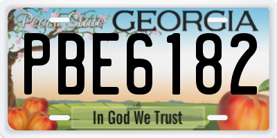 GA license plate PBE6182