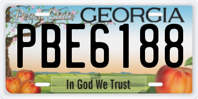 GA license plate PBE6188