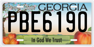 GA license plate PBE6190