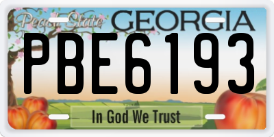 GA license plate PBE6193