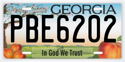 GA license plate PBE6202