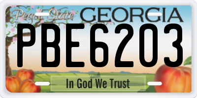 GA license plate PBE6203