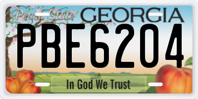 GA license plate PBE6204
